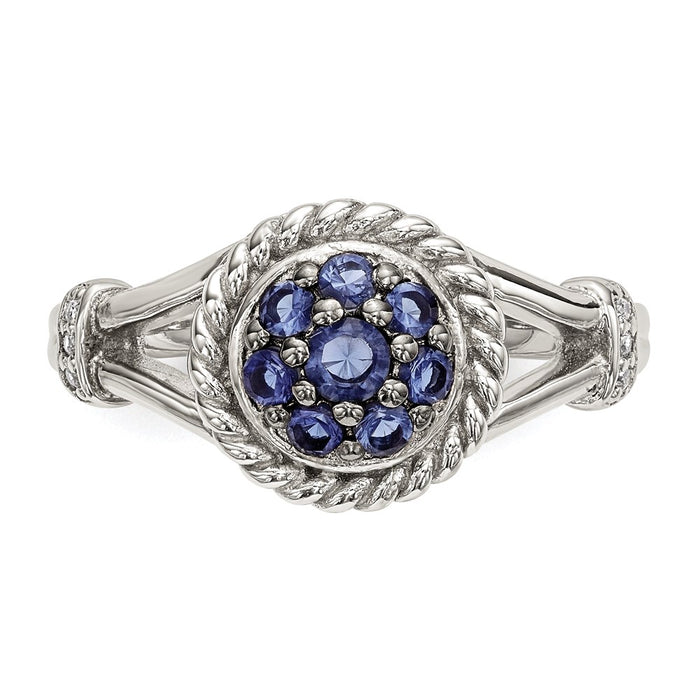 Buy Exclusive Sterling Silver Ring with Blue & White Cubic Zirconia, Stylish Design-4