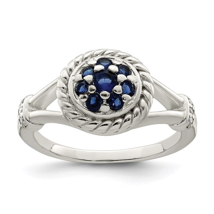 Buy Exclusive Sterling Silver Ring with Blue & White Cubic Zirconia, Stylish Design-1
