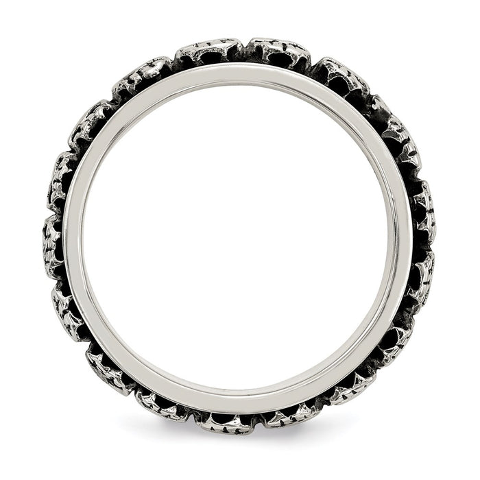 Shop Stylish Polished Sterling Silver Spinning Skull Ring - Unique Design!-2