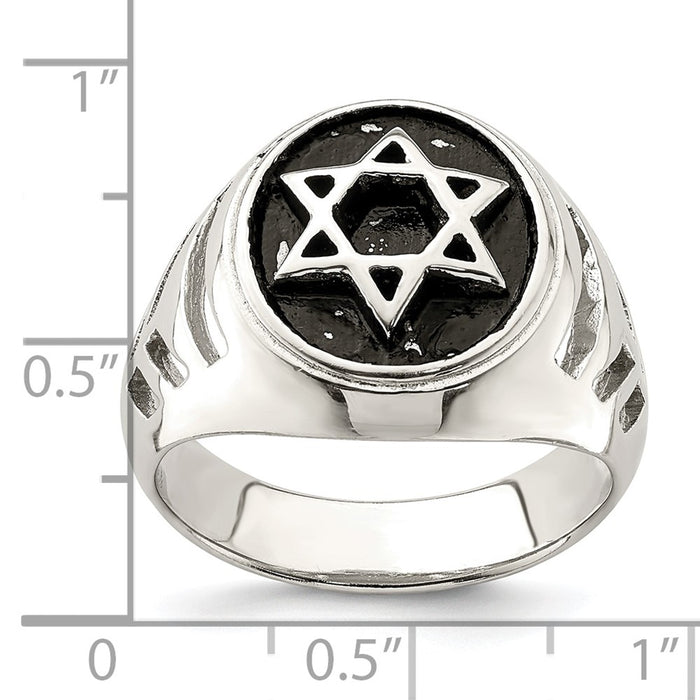Buy Stylish Antiqued Sterling Silver Star of David Ring - Affordable Elegance-3