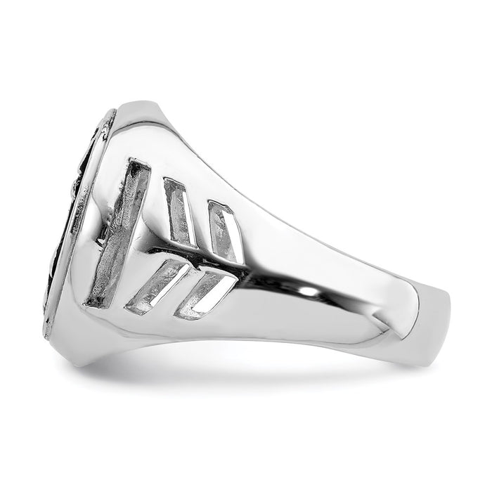 Buy Stylish Antiqued Plated Anchor Ring in Rhodium-Plated Sterling Silver-4