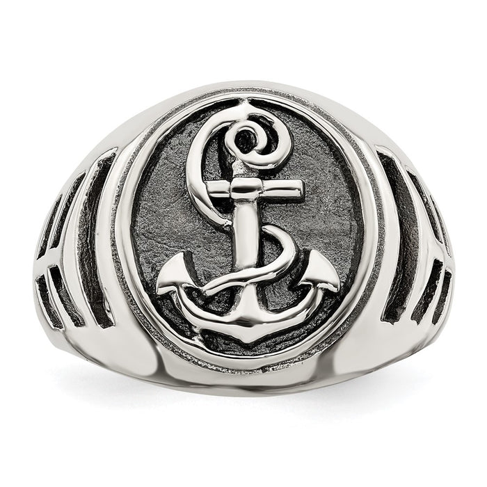 High-Quality Antiqued Sterling Silver Anchor Ring - Stylish Design at Value Price-4