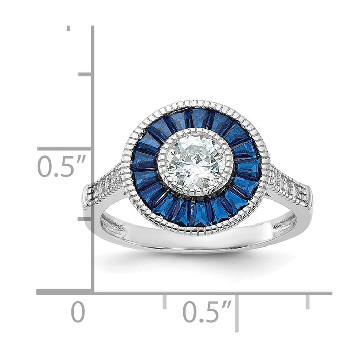 Shop Stylish Rhodium-Plated Sterling Silver Ring with Blue Spinel & CZ-5