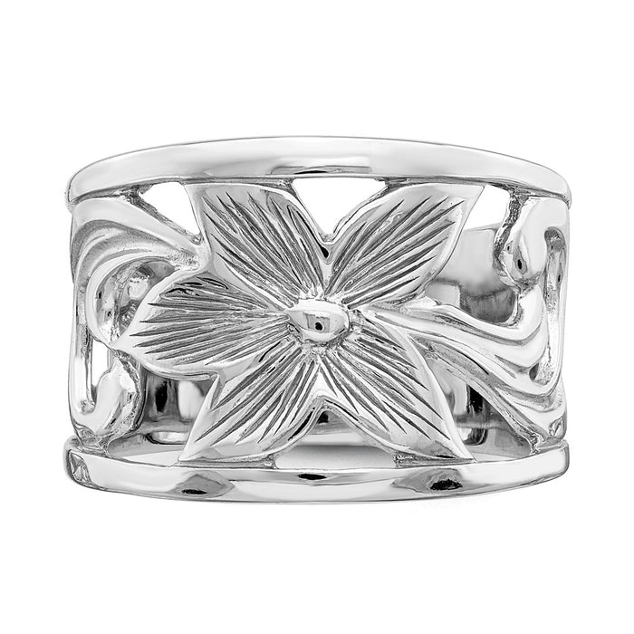 Exclusive Rhodium-Plated Sterling Silver Floral Ring - Stylish & Affordable Design-4