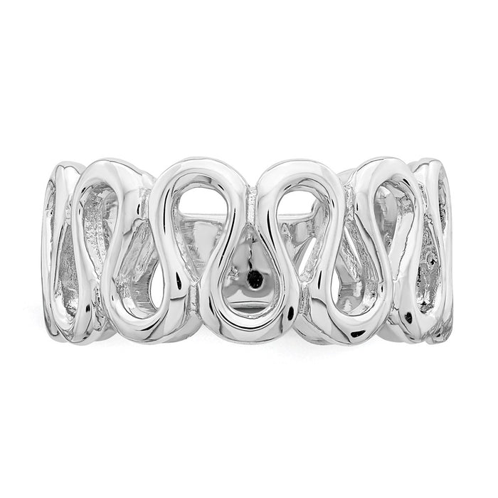 Exclusive Rhodium-Plated Sterling Silver Elegant Swirls Ring - Stylish Design-4