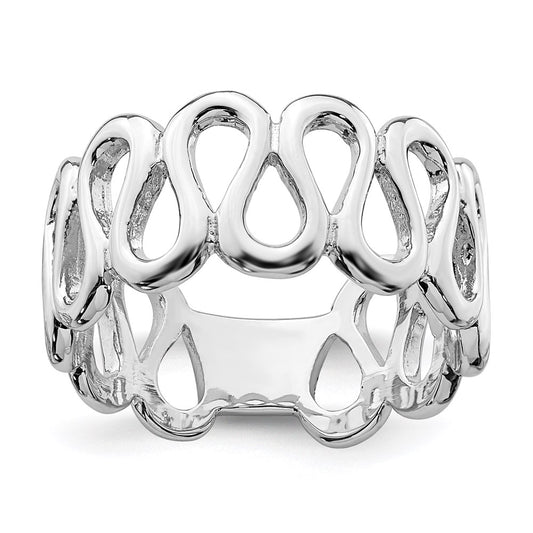 Exclusive Rhodium-Plated Sterling Silver Elegant Swirls Ring - Stylish Design