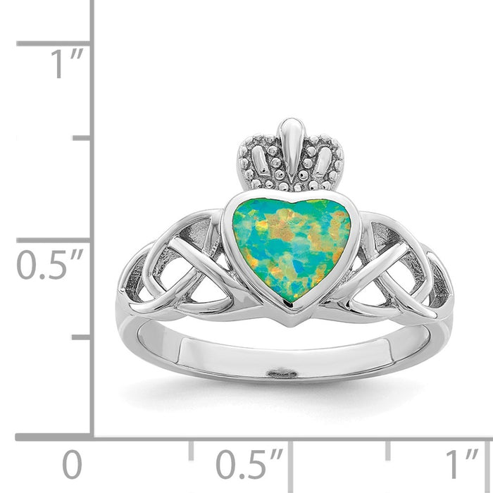 Exclusive Sterling Silver Rhodium-Plated Opal Crown Ring - Stylish Celtic Knot-5