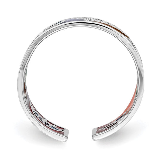 Shop Stylish Rhodium-Plated Sterling Silver Cuff Ring with CZ Accents, 7.5"