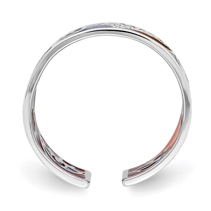 Shop Stylish Rhodium-Plated Sterling Silver Cuff Ring with CZ Accents, 7.5"-2