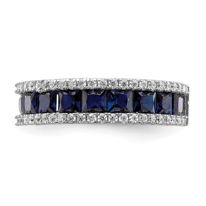 Buy Stylish Rhodium-Plated Sterling Silver Ring with Blue Spinel & CZ - Affordable Luxury-4