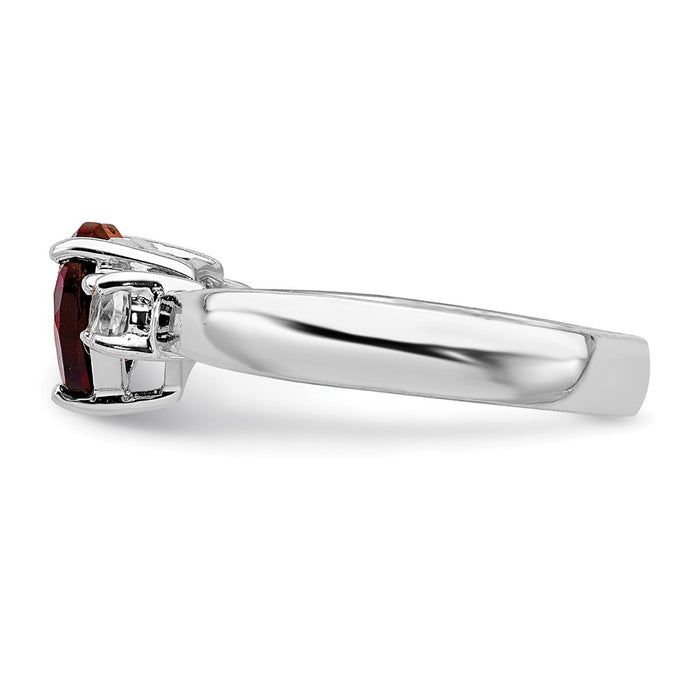 Buy Exclusive Rhodium-Plated Sterling Silver Heart Ring: Garnet & Topaz, Stylish Value-3