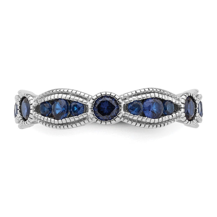 Shop Stylish Rhodium-Plated Sterling Silver Eternity Ring with Blue Spinel-3