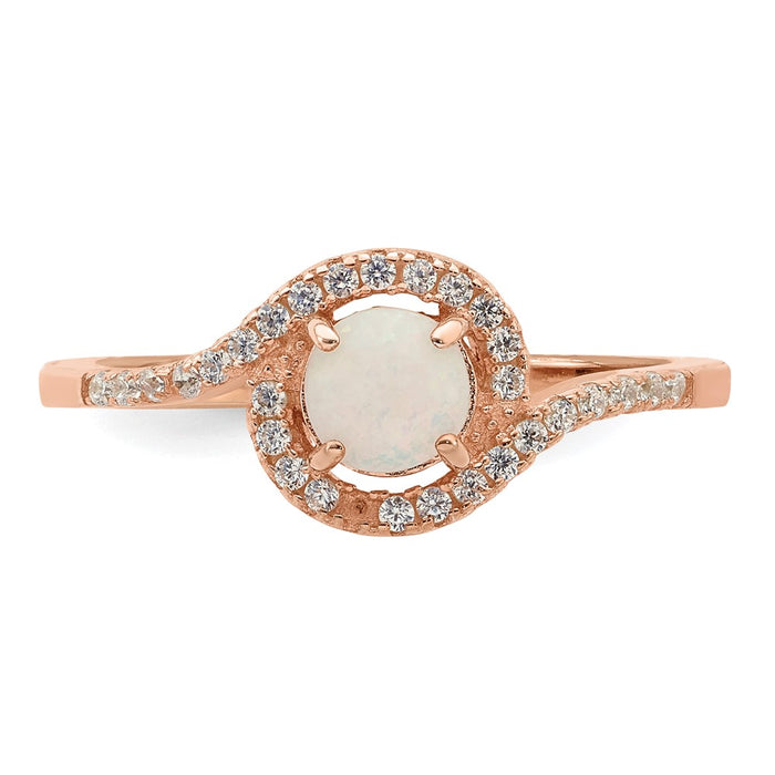 Order Luxury Rose Gold-Tone Sterling Silver Opal & CZ Halo Ring - 14K-4