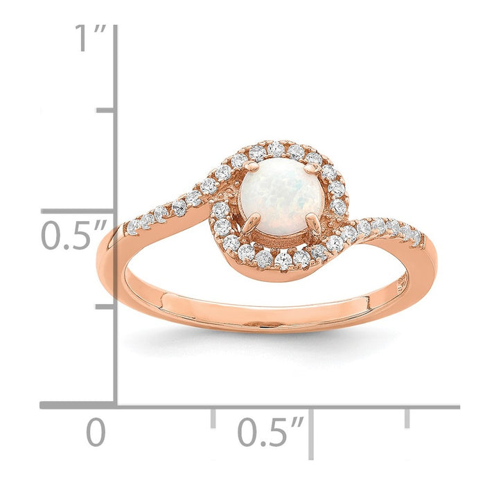 Exclusive Rose Gold-Tone Sterling Silver Created Opal & CZ Halo Ring | Stylish Value-5