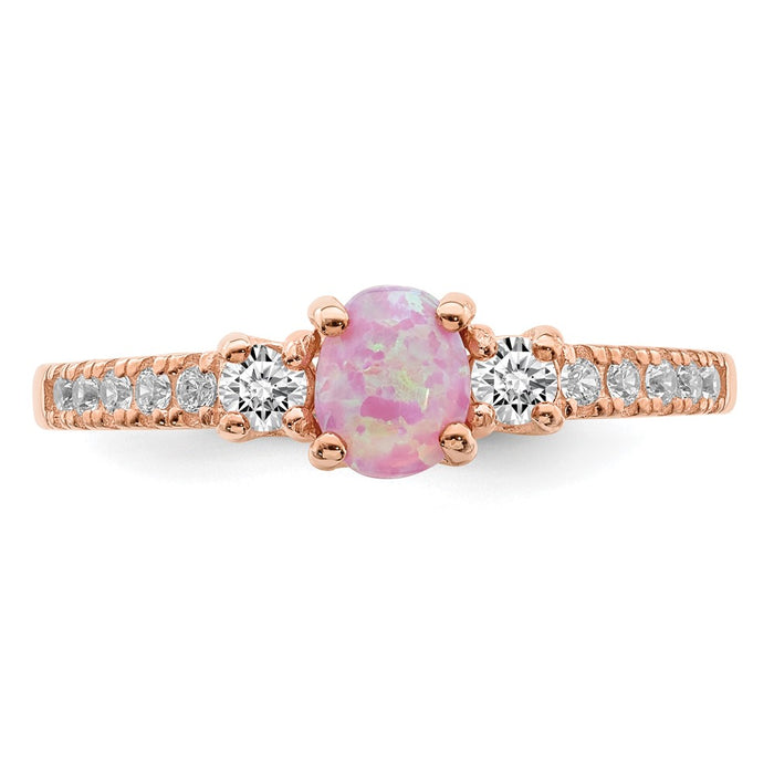 Buy Stylish Rose Gold-Plated Sterling Silver Ring with Pink Opal & CZ-4