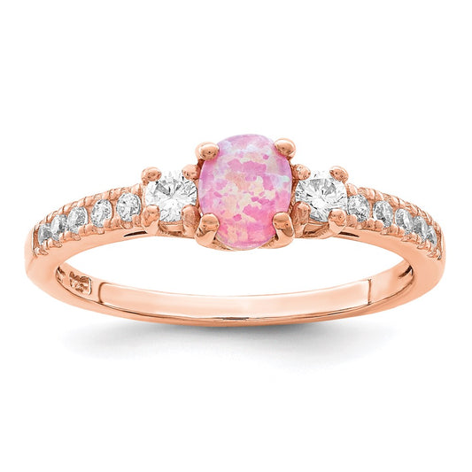 Buy Stylish Rose Gold-Plated Sterling Silver Ring with Pink Opal & CZ