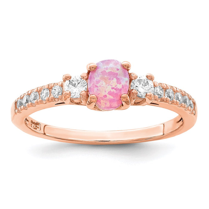 Buy Stylish Rose Gold-Plated Sterling Silver Ring with Pink Opal & CZ-1