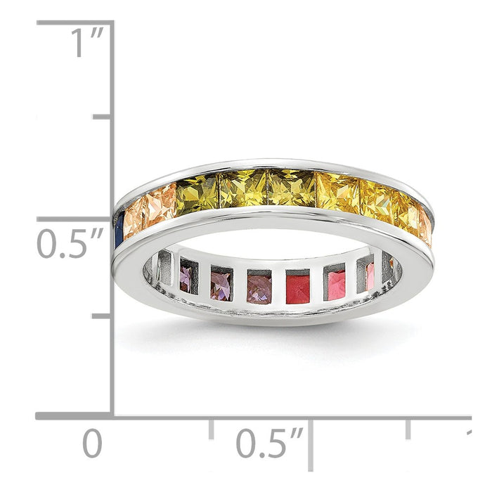 Exclusive Prizma Rhodium-Plated Sterling Silver Eternity Band Ring | Stylish CZ Stones-5