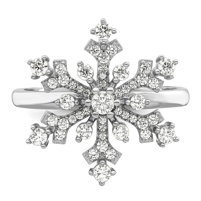 Buy Stylish Rhodium-Plated Sterling Silver CZ Snowflake Ring | Affordable Luxury-5