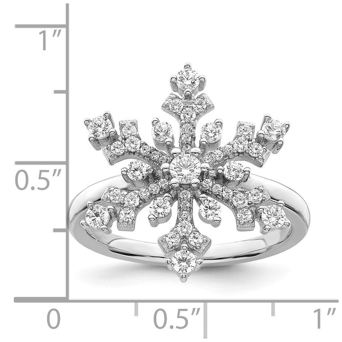 Buy Stylish Rhodium-Plated Sterling Silver CZ Snowflake Ring | Affordable Luxury-3