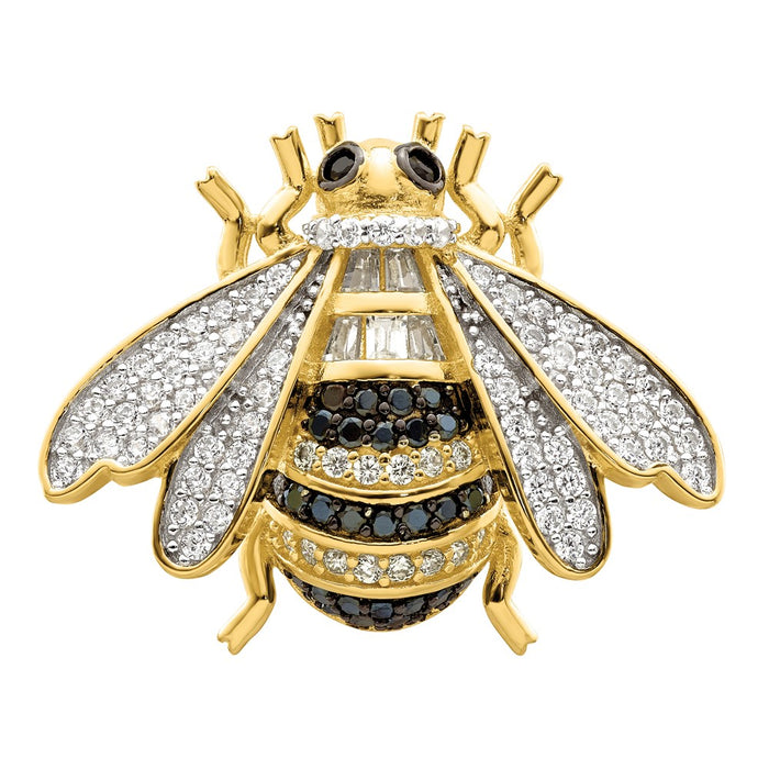 Designer Sterling Silver CZ Bumblebee Ring - Black & White Rhodium-Plated Luxury-5