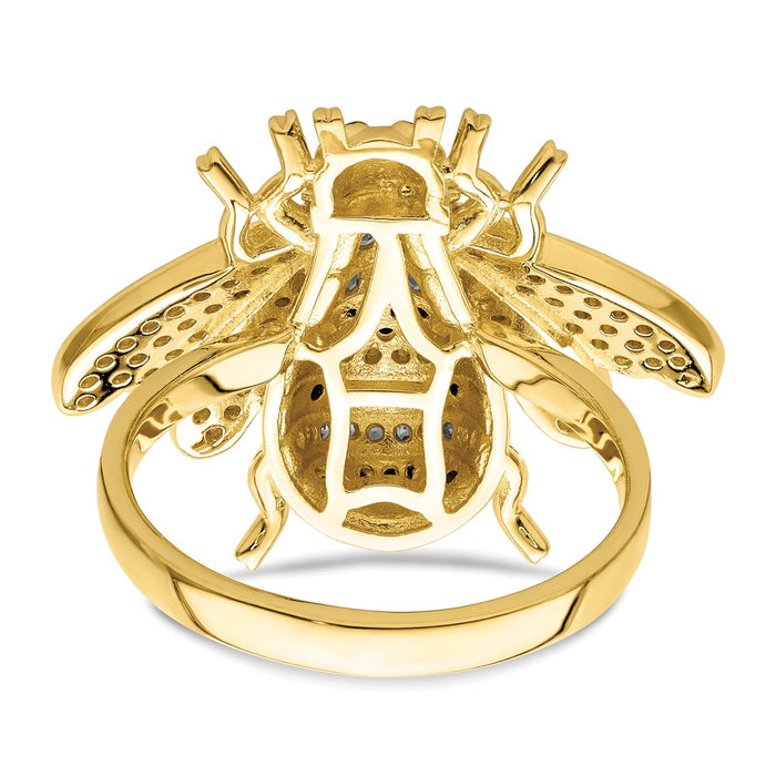 Buy Exclusive Sterling Silver CZ Bumblebee Ring - 14K Gold Tone, Stylish Design-6