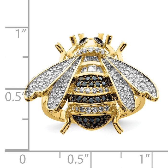 Buy Stylish Sterling Silver Bumblebee Ring | .85mm Rhodium-Plated CZ Design-3