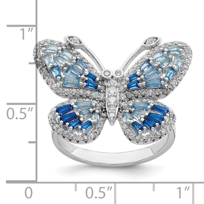 Shop Stylish Rhodium-Plated Sterling Silver Butterfly Ring - 14K Luxury CZ Accents-3