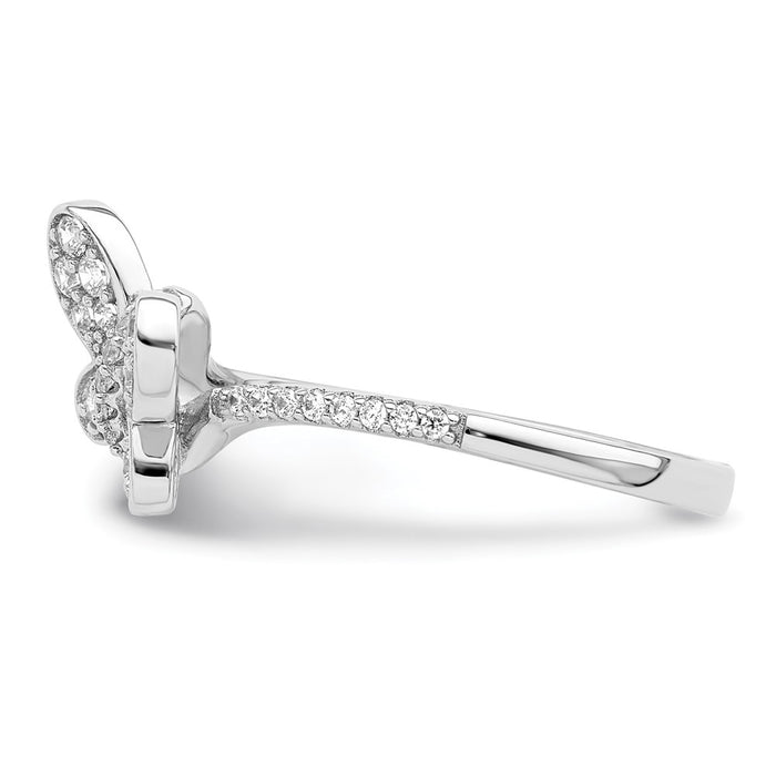 Shop Stylish Rhodium-Plated Sterling Silver CZ Butterfly Ring - Affordable Elegance-3