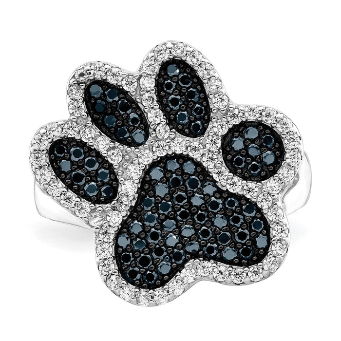 Buy Stylish Polished CZ Paw Print Ring | Rhodium-Plated Sterling Silver-5