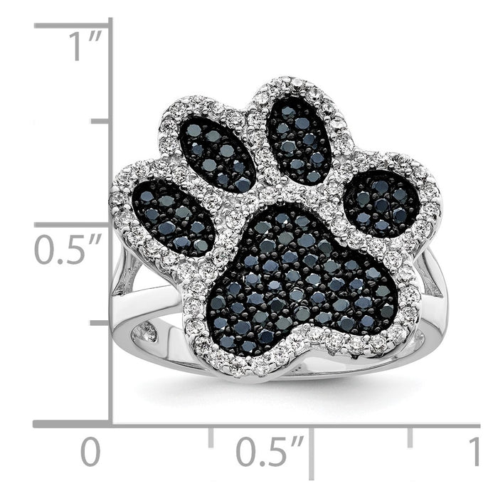 Buy Stylish Polished CZ Paw Print Ring | Rhodium-Plated Sterling Silver-3