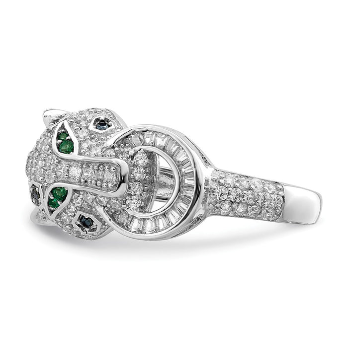 Buy Stylish Polished CZ Cheetah Ring - Rhodium-Plated Sterling Silver, Affordable!-4