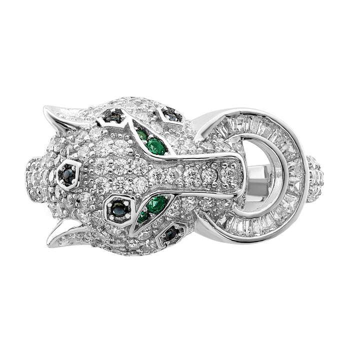 Buy Stylish Polished CZ Cheetah Ring - Rhodium-Plated Sterling Silver, Affordable!-5