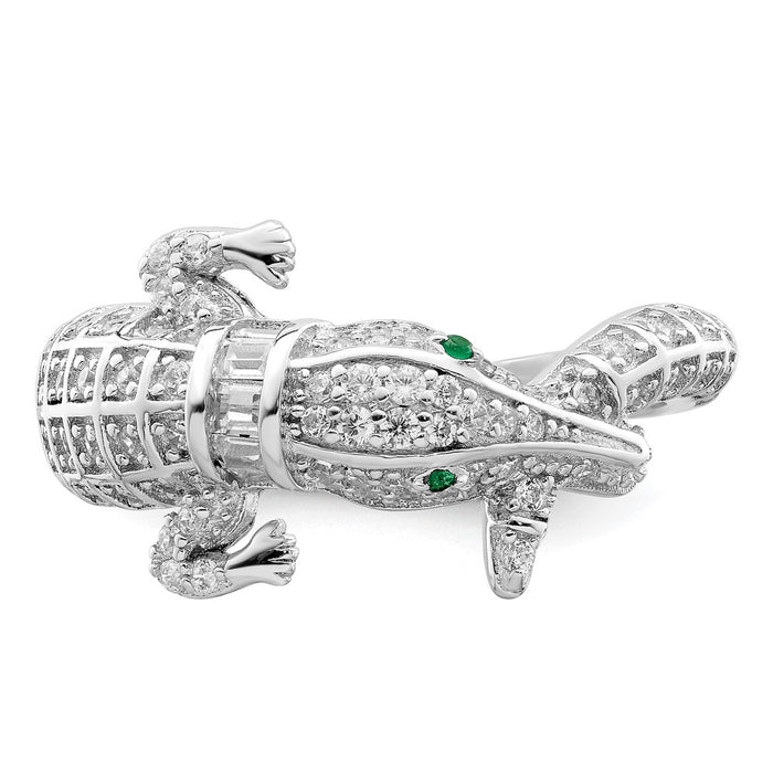 Shop Stylish Polished CZ Alligator Ring in Rhodium-Plated Sterling Silver-4