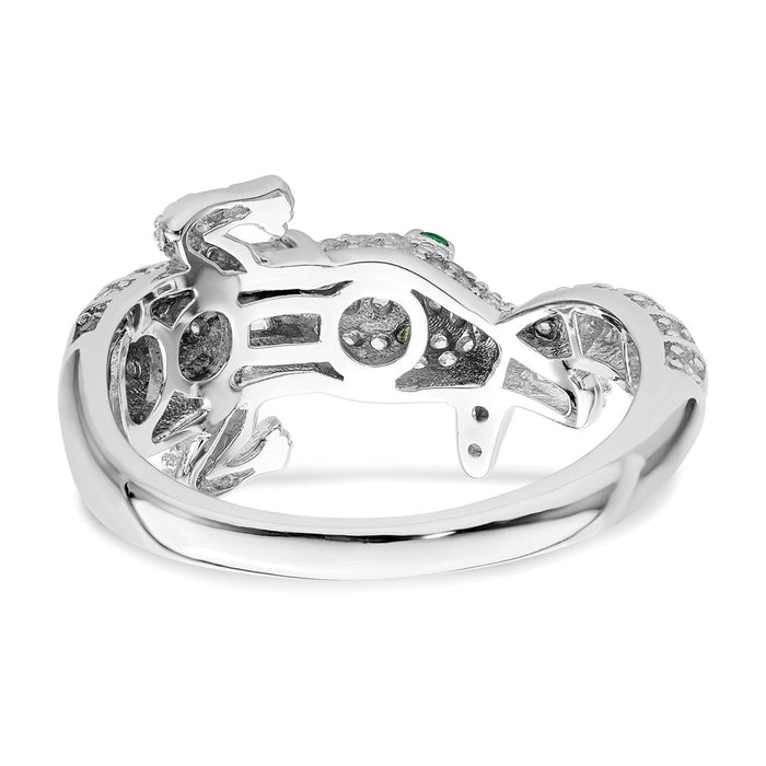 Shop Stylish Polished CZ Alligator Ring in Rhodium-Plated Sterling Silver-5