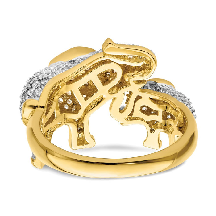 Exclusive Rhodium-Plated Sterling Silver Elephant Ring for Mom & Baby - Stylish CZ Design-5