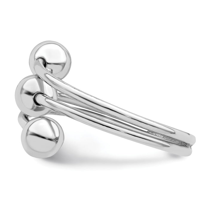 High-Quality Polished 3-Ball Ring in Rhodium-Plated Sterling Silver-3