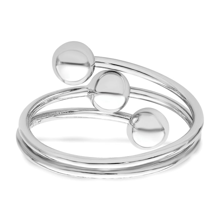 High-Quality Polished 3-Ball Ring in Rhodium-Plated Sterling Silver-5