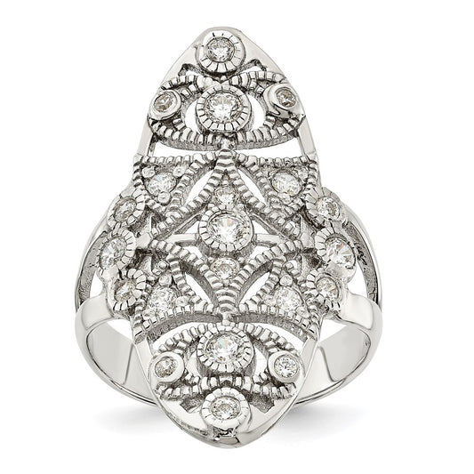 Buy Stylish Polished Sterling Silver Fancy CZ Ring - Affordable Luxury Piece