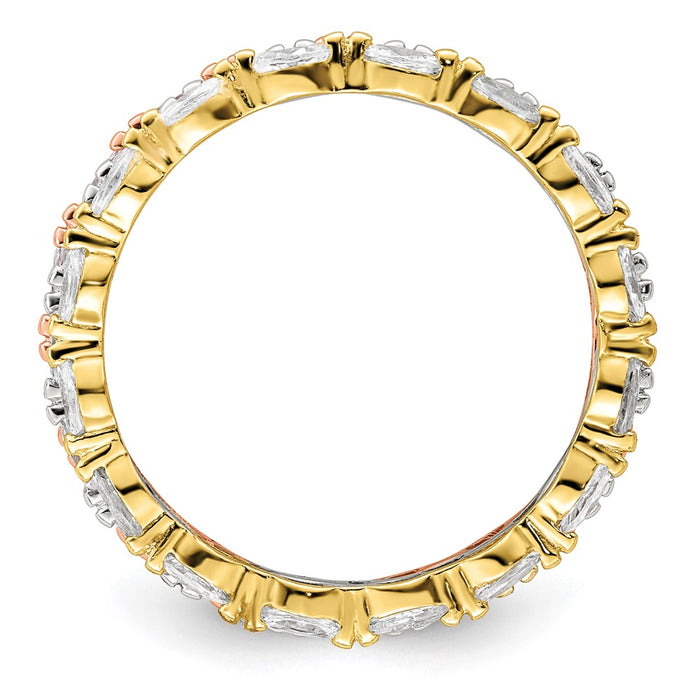 Buy Stylish Sterling Silver Marquise CZ Eternity Ring Set - Rose & Gold Accents-2