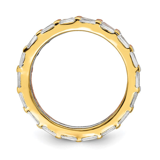 Exclusive Sterling Silver Rose & Gold-Tone Baguette CZ Eternity Ring Set