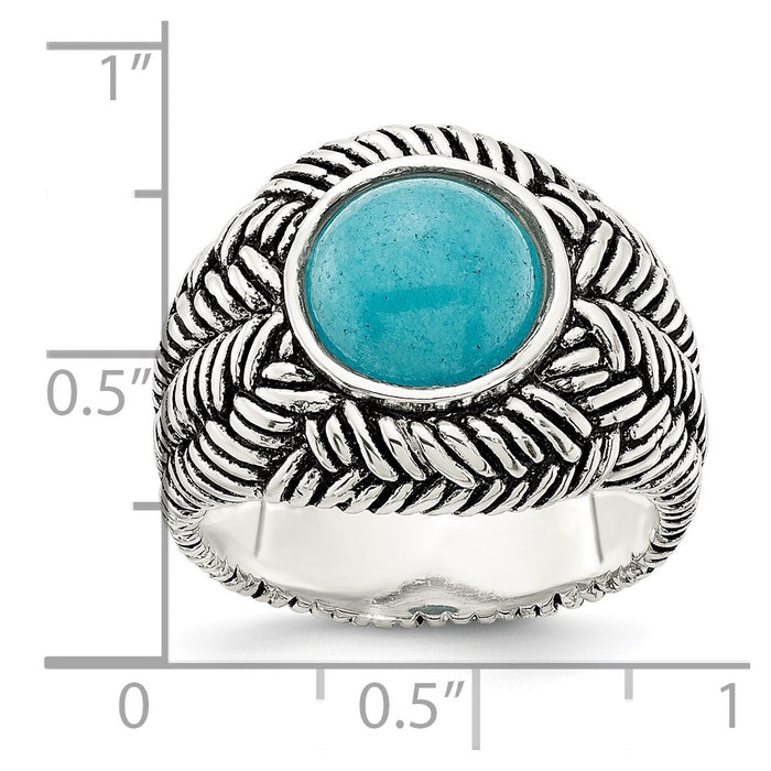 Shop Exclusive Oxidized Sterling Silver Ring with Imitation Turquoise Accent-3