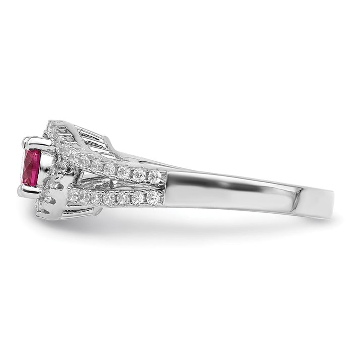 Shop Stylish Rhodium-Plated Sterling Silver Ring with Created Red Corundum-3