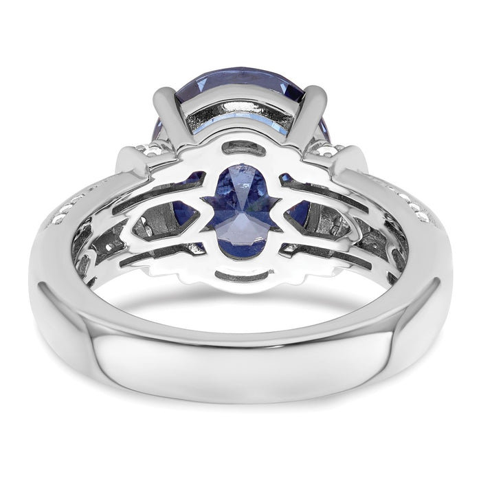 Buy Stylish Rhodium-Plated Sterling Silver Ring with Blue & White CZ, 14K Value-5