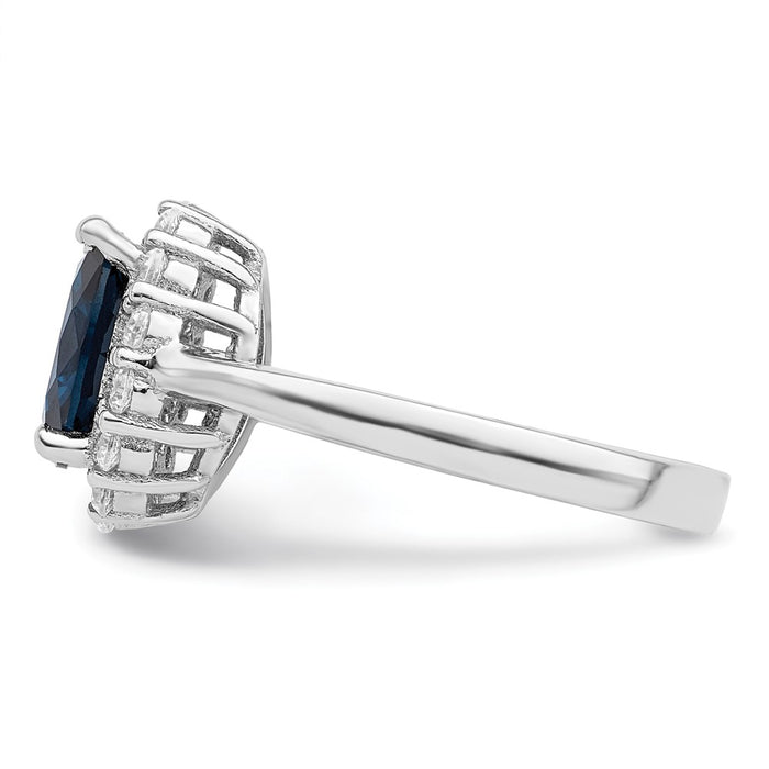 Shop Exclusive Rhodium-Plated Sterling Silver Ring | Stylish Blue & Clear CZ-4