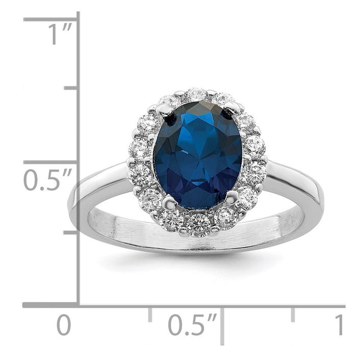 Exclusive Rhodium-Plated Sterling Silver Ring | Stylish Blue & Clear CZ Accents-3