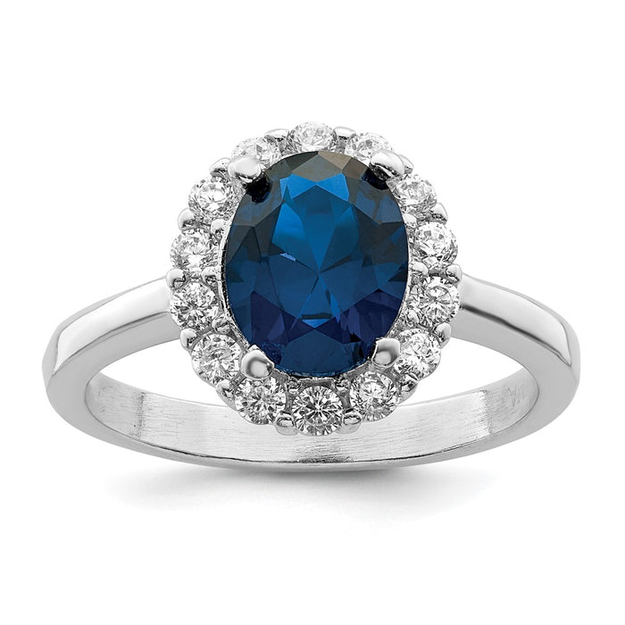 Shop Exclusive Rhodium-Plated Sterling Silver Ring | Stylish Blue & Clear CZ-1