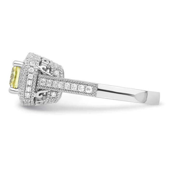 Exclusive Rhodium-Plated Sterling Silver Ring with White & Yellow CZ - Stylish Value-3