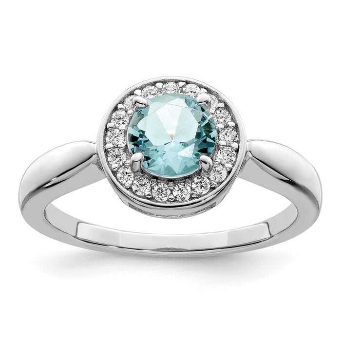 Shop Stylish Rhodium-Plated Sterling Silver Ring with CZ & Blue Glass Stone-1