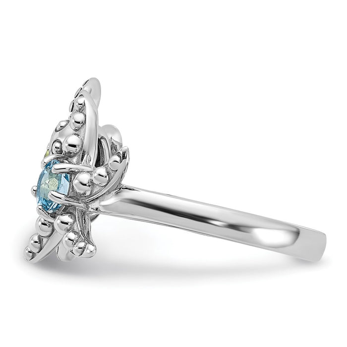 Buy Exclusive Rhodium-Plated Sterling Silver Turtle & Starfish Ring - Stylish Peridot & Topaz-3